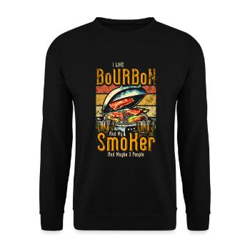 I Like My Bourbon And My Smoker And Maybe 3 People - Unisex Sweatshirt - black - Front - Alina (178cm) & Michal (187cm)