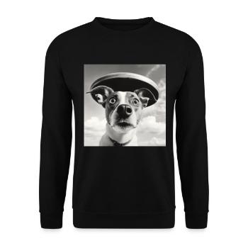Selfie UFO Dog Funny Alien Ufo Dog Lover - Unisex Sweatshirt - black - Front - Alina (178cm) & Michal (187cm)