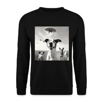 Selfie Chien OVNI Drôle Alien Ovni Amoureux De Chien - Sweat-shirt Unisexe - noir - Devant - Alina (178cm) & Michal (187cm)