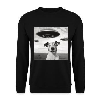 Selfie Chien OVNI Drôle Alien Ovni Amoureux De Chien - Sweat-shirt Unisexe - noir - Devant - Alina (178cm) & Michal (187cm)