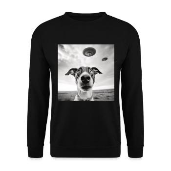 Selfie UFO Dog Funny Alien Ufo Dog Lover - Unisex Sweatshirt - black - Front - Alina (178cm) & Michal (187cm)