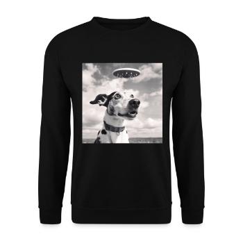 Selfie UFO Dog Funny Alien Ufo Dog Lover - Unisex Sweatshirt - black - Front - Alina (178cm) & Michal (187cm)