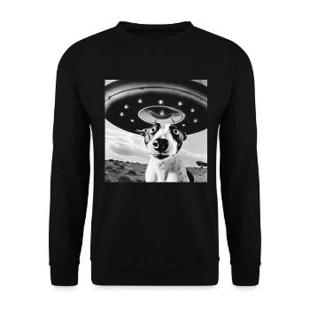Selfie UFO Dog Funny Alien Ufo Dog Lover - Unisex Sweatshirt - black - Front - Alina (178cm) & Michal (187cm)