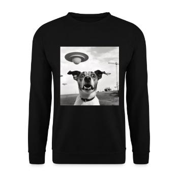 Selfie UFO Dog Funny Alien Ufo Dog Lover - Unisex Sweatshirt - black - Front - Alina (178cm) & Michal (187cm)