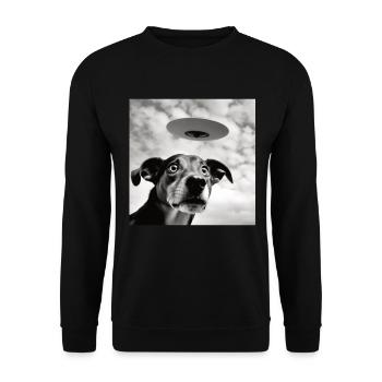 Selfie UFO Dog Funny Alien Ufo Dog Lover - Unisex Sweatshirt - black - Front - Alina (178cm) & Michal (187cm)