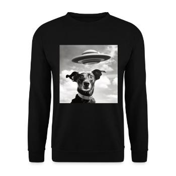 Selfie UFO Dog Funny Alien Ufo Dog Lover - Unisex Sweatshirt - black - Front - Alina (178cm) & Michal (187cm)
