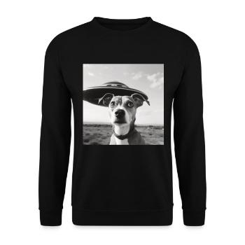 Selfie UFO Dog Funny Alien Ufo Dog Lover - Unisex Sweatshirt - black - Front - Alina (178cm) & Michal (187cm)