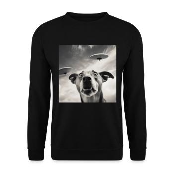 Selfie UFO Dog Funny Alien Ufo Dog Lover - Unisex Sweatshirt - black - Front - Alina (178cm) & Michal (187cm)