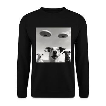Selfie Chien OVNI Drôle Alien Ovni Amoureux De Chien - Sweat-shirt Unisexe - noir - Devant - Alina (178cm) & Michal (187cm)