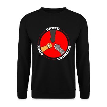 Rockpapierschere Handspiel Lustige Katzenkinder - Unisex Pullover - Schwarz - Vorne - Alina (178cm) & Michal (187cm)