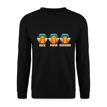 Rockpapierschere Handspiel Lustige Katzenkinder - Unisex Pullover - Schwarz - Vorne - Alina (178cm) & Michal (187cm)