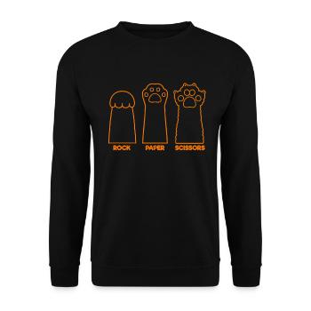 Rockpapierschere Handspiel Lustige Katzenkinder - Unisex Pullover - Schwarz - Vorne - Alina (178cm) & Michal (187cm)
