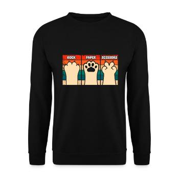 Rockpapierschere Handspiel Lustige Katzenkinder - Unisex Pullover - Schwarz - Vorne - Alina (178cm) & Michal (187cm)