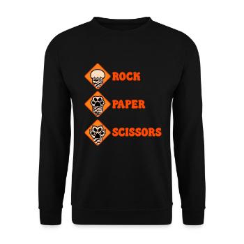 Rockpapierschere Handspiel Lustige Katzenkinder - Unisex Pullover - Schwarz - Vorne - Alina (178cm) & Michal (187cm)