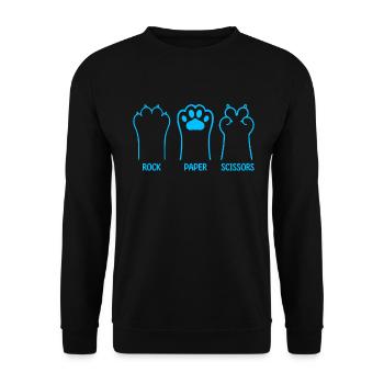 Rockpapierschere Handspiel Lustige Katzenkinder - Unisex Pullover - Schwarz - Vorne - Alina (178cm) & Michal (187cm)
