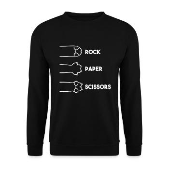 Rockpapierschere Handspiel Lustige Katzenkinder - Unisex Pullover - Schwarz - Vorne - Alina (178cm) & Michal (187cm)