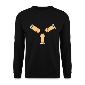 Rockpapierschere Handspiel Lustige Katzenkinder - Unisex Pullover - Schwarz - Vorne - Alina (178cm) & Michal (187cm)