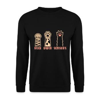 Rockpapierschere Handspiel Lustige Katzenkinder - Unisex Pullover - Schwarz - Vorne - Alina (178cm) & Michal (187cm)