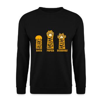 Rockpapierschere Handspiel Lustige Katzenkinder - Unisex Pullover - Schwarz - Vorne - Alina (178cm) & Michal (187cm)