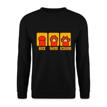 Rockpapierschere Handspiel Lustige Katzenkinder - Unisex Pullover - Schwarz - Vorne - Alina (178cm) & Michal (187cm)