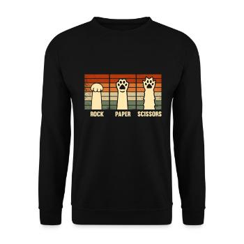 Rockpapierschere Handspiel Lustige Katzenkinder - Unisex Pullover - Schwarz - Vorne - Alina (178cm) & Michal (187cm)