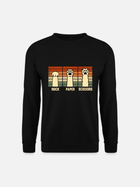 Rock Paper Scissors Hand Game Funny Cat Children - Genser unisex - svart