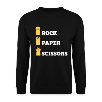 Rockpapierschere Handspiel Lustige Katzenkinder - Unisex Pullover - Schwarz - Vorne - Alina (178cm) & Michal (187cm)