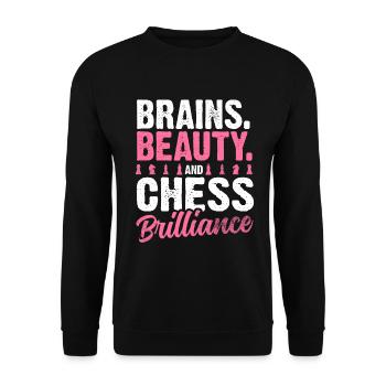 Schachspieler Stücke Schachliebhaber Mädchen - Unisex Pullover - Schwarz - Vorne - Alina (178cm) & Michal (187cm)