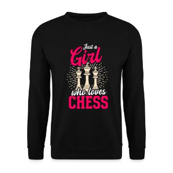 Schachspieler Stücke Schachliebhaber Mädchen - Unisex Pullover - Schwarz - Vorne - Alina (178cm) & Michal (187cm)