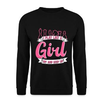 Schachspieler Stücke Schachliebhaber Mädchen - Unisex Pullover - Schwarz - Vorne - Alina (178cm) & Michal (187cm)