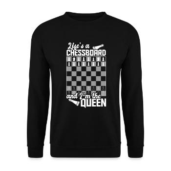 Schachspieler Stücke Schachliebhaber Mädchen - Unisex Pullover - Schwarz - Vorne - Alina (178cm) & Michal (187cm)
