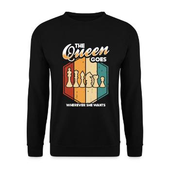Schachspieler Stücke Schachliebhaber Mädchen - Unisex Pullover - Schwarz - Vorne - Alina (178cm) & Michal (187cm)