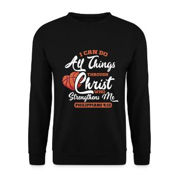 Christian Basketball Jesus Speaks Religious - Unisex Sweatshirt - black - Front - Alina (178cm) & Michal (187cm)
