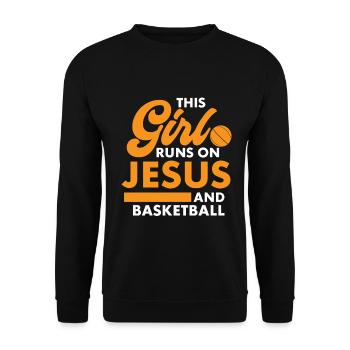 Christian Basketball Jesus Speaks Religious - Unisex Sweatshirt - black - Front - Alina (178cm) & Michal (187cm)