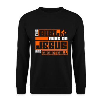 Christian Basketball Jesus Speaks Religious - Unisex Sweatshirt - black - Front - Alina (178cm) & Michal (187cm)