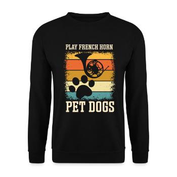 Französischer Hornhund -Spieler Hornist Messing - Unisex Pullover - Schwarz - Vorne - Alina (178cm) & Michal (187cm)
