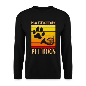 Französischer Hornhund -Spieler Hornist Messing - Unisex Pullover - Schwarz - Vorne - Alina (178cm) & Michal (187cm)