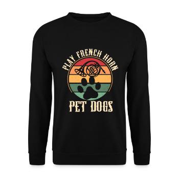 Französischer Hornhund -Spieler Hornist Messing - Unisex Pullover - Schwarz - Vorne - Alina (178cm) & Michal (187cm)