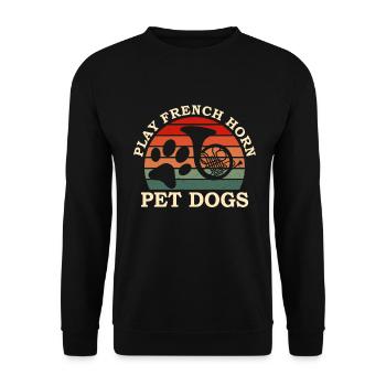 Französischer Hornhund -Spieler Hornist Messing - Unisex Pullover - Schwarz - Vorne - Alina (178cm) & Michal (187cm)