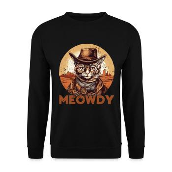 Meowdy Cat Miow Cowboy Hat Country Musik Texas - Unisex Pullover - Schwarz - Vorne - Alina (178cm) & Michal (187cm)