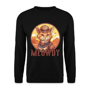 Meowdy Cat Miow Cowboy Hat Country Musik Texas - Unisex Pullover - Schwarz - Vorne - Alina (178cm) & Michal (187cm)