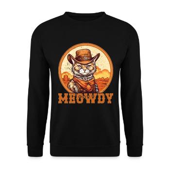 Meowdy Cat Miow Cowboy Hat Country Musik Texas - Unisex Pullover - Schwarz - Vorne - Alina (178cm) & Michal (187cm)