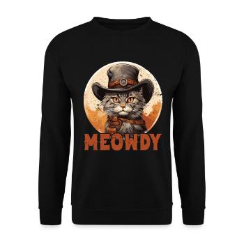 Meowdy Cat Miow Cowboy Hat Country Musik Texas - Unisex Pullover - Schwarz - Vorne - Alina (178cm) & Michal (187cm)