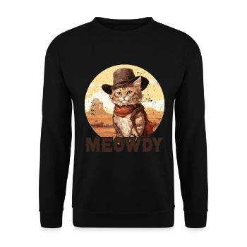 Meowdy Cat Miow Cowboy Hat Country Musik Texas - Unisex Pullover - Schwarz - Vorne - Alina (178cm) & Michal (187cm)