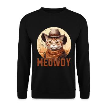 Meowdy Cat Miow Cowboy Hat Country Musik Texas - Unisex Pullover - Schwarz - Vorne - Alina (178cm) & Michal (187cm)