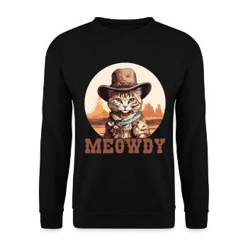 Meowdy Cat Miow Cowboy Hat Country Musik Texas - Unisex Pullover - Schwarz - Vorne - Alina (178cm) & Michal (187cm)