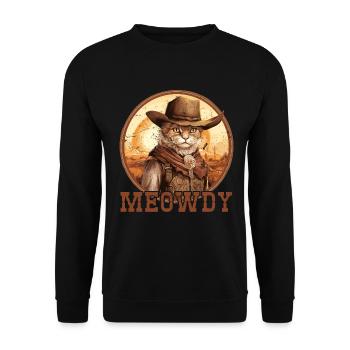 Meowdy Cat Miow Cowboy Hat Country Musik Texas - Unisex Pullover - Schwarz - Vorne - Alina (178cm) & Michal (187cm)