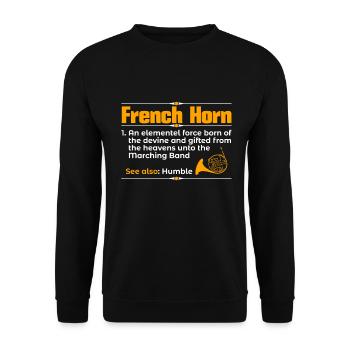 Französischer Horn -Spieler Hornist Messing Musik - Unisex Pullover - Schwarz - Vorne - Alina (178cm) & Michal (187cm)
