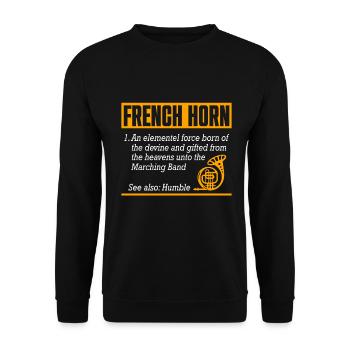 Französischer Horn -Spieler Hornist Messing Musik - Unisex Pullover - Schwarz - Vorne - Alina (178cm) & Michal (187cm)
