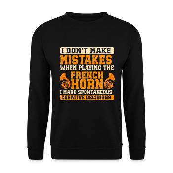 Französischer Horn -Spieler Hornist Messing Musik - Unisex Pullover - Schwarz - Vorne - Alina (178cm) & Michal (187cm)